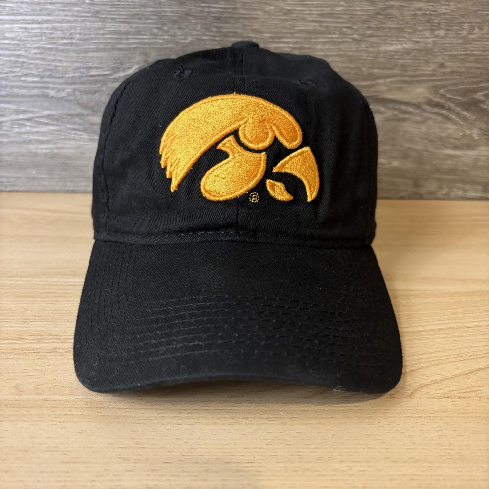 Iowa Hawkeyes Hat Cap Strap Back Mens One Size Black NCAA Football Embroidered